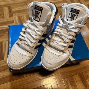 Adidas Top Ten RB White with Black Three-Stripe High-Top Sneakers
